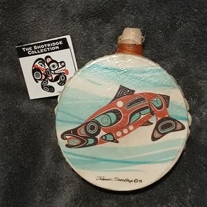 Salmon Run Shotridge Holiday Drum Ornament Northwest Coast Pacific Native Art
